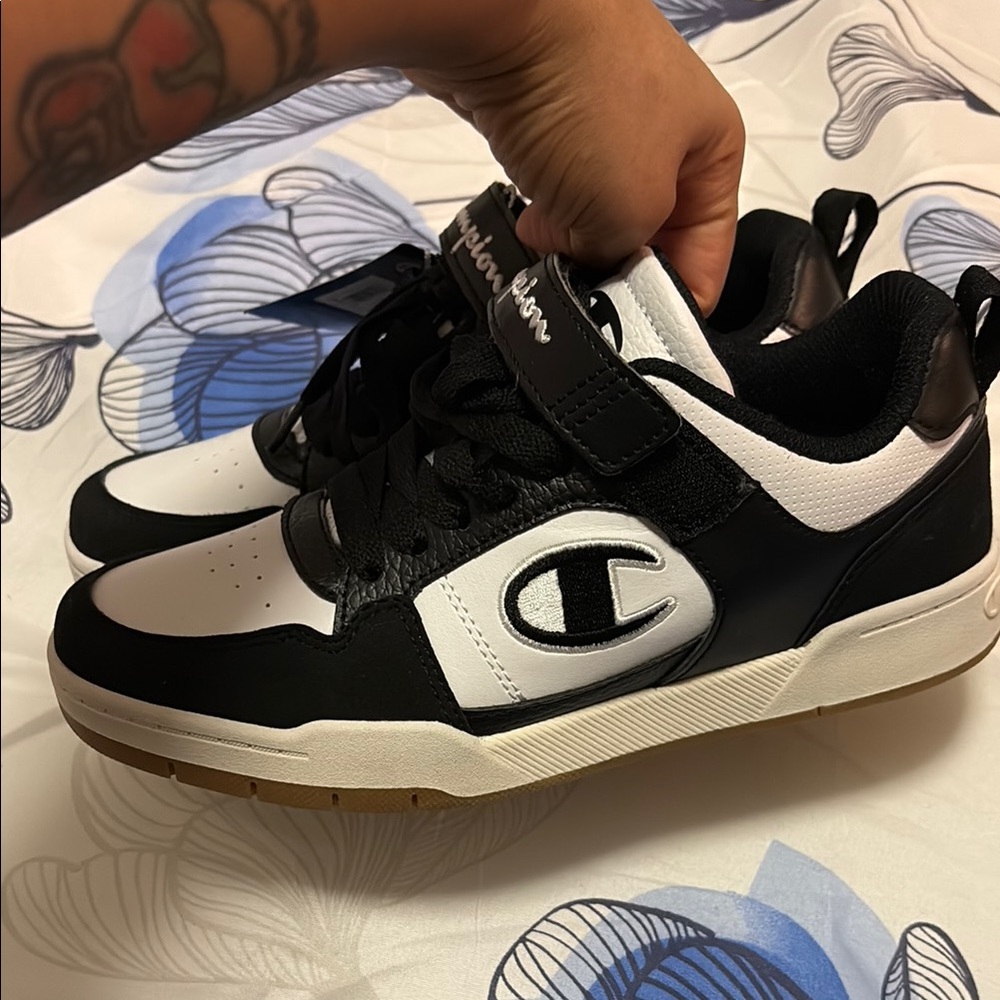 Champion Black and White Sneakers with Rubber Sole - Picture 7 of 11